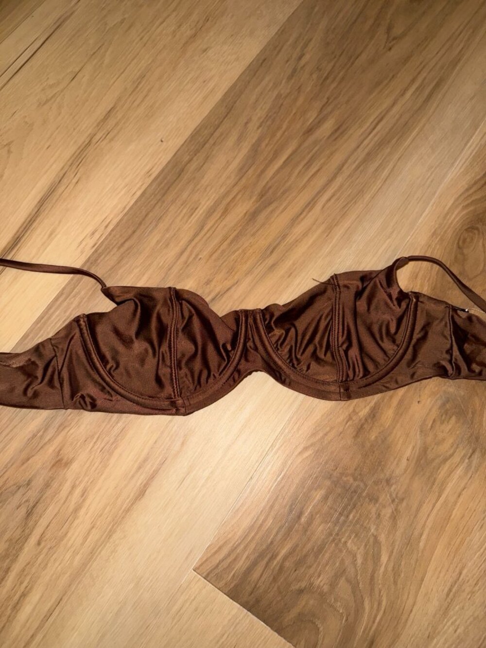 Frankies Bikinis brown ruched bikini top